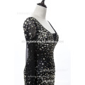 Moda Curta Sexy Cocktail Dress Patterns Bling Bling Vestido Long Sleeves Prom Dress